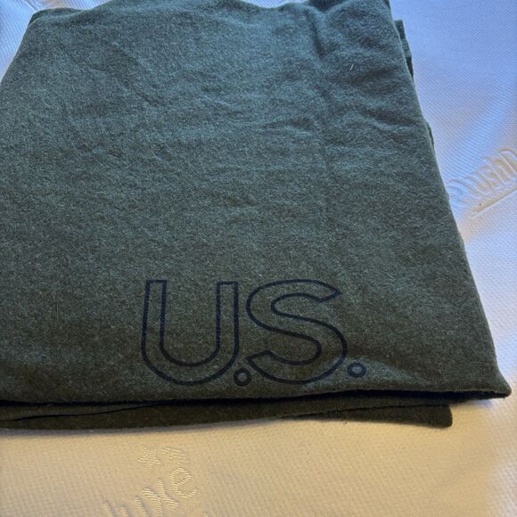 Original Military Issue US Army Medical Wool Blanket  66x83" with US Logo - Picture 3 of 6